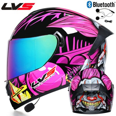 DOT Bluetooth Full Face Motorcycle Helmet Double Lens Scooter Crash Helmet