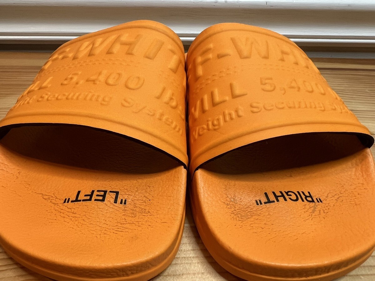 Virgil Abloh Off-White Logo Orange Rubber Pool Slider Slides