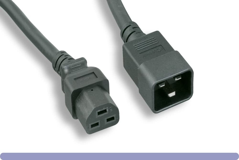 Heavy Duty 12 AWG C20-C21 Universal Jumper Power Cord (BLACK (6ft) 2 Meter)