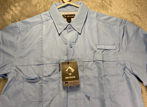Dri Duck Shirt Men's Large Blue Long Sleeves Outdoor Fishing Lined UPF+ Teflon - Picture 4 of 11