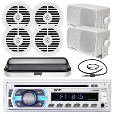 Pyle Bluetooth Radio,3.5" Box and 5.25" Speakers,Antenna, Radio Cover PLMR57W 