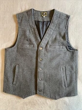Wyoming Traders Buckaroo Wool Button Up Ranch Wear Vest Mens Large Gray Wool