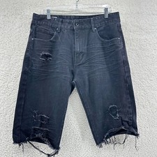 Smoke Rise Mens 36 Light Wash Distressed Cut Off Denim Blue Jean Shorts