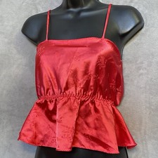 Vintage Frederick s Of Hollywood Pink Satin Floral Cami Tank Top Medium