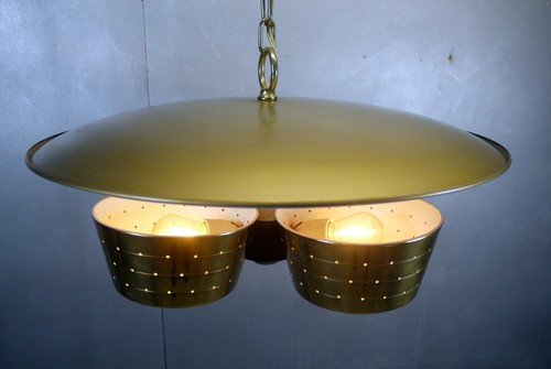 VIRDEN Mid Century MoD VTG Saucer THURSTON era Ceiling Chandelier PENDANT Light - Picture 4 of 19