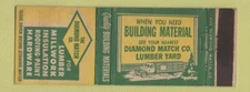 Matchbook Cover - Diamond Match Building Material Lumber