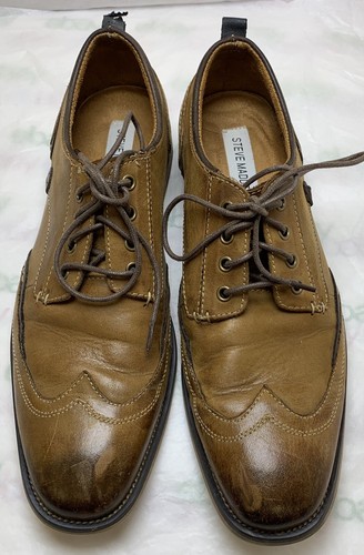 Steve Madden JIMMER Brown Leather Wing-Tips Oxfords Mens Shoes Size 8 - Picture 2 of 12