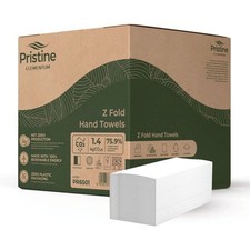 White Ultra-Absorbent Interfolded Hand Towels - Pristine Elementum Pure 2-Ply...