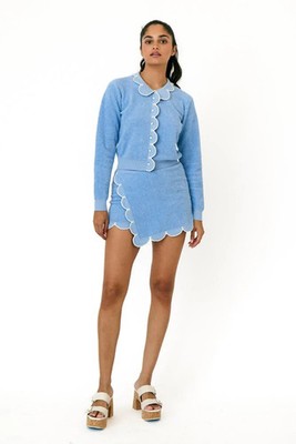Rachel Antonoff cupcake cardigan sz M cotton terry sweater sky blue NWT