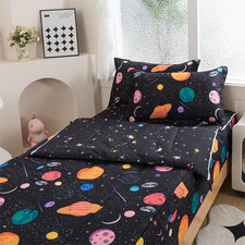 Galaxy Space Comforter Set for Boys - Twin Zipper Bedding with Sheets