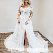 A line Wedding Dress Long Sleeve Lace Bride Dresses Wedding Bridal Gowns