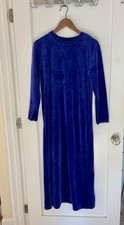Nordstrom Purple Velour Maxi Lounge Dress Long Sleeve Crew Neck Size Small