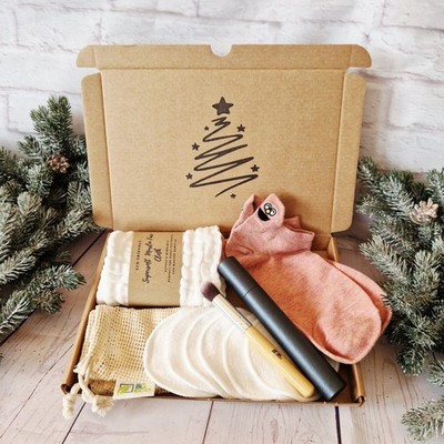 Weihnachtsgeschenkset, Öko Beauty Box für Frauen, Mädchen, Make-up Entferner Pads, Socken