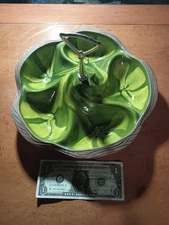 Sequoia Ware 608 USA California Pottery Marblized Green Handled 5 Section Tray