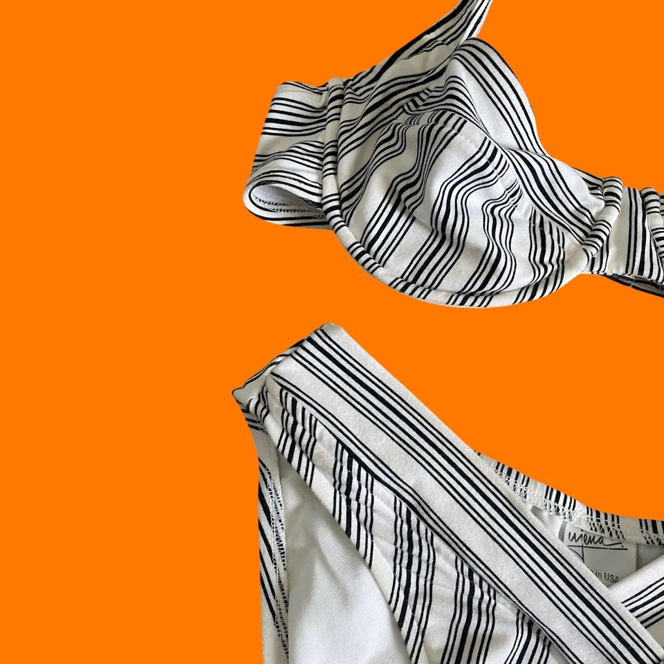 Traje de baño bikini de pierna alta a rayas vintage años 90 GRANDE ujena Foto 2 de 4