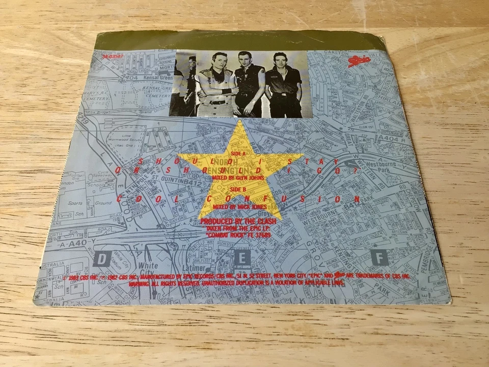 THE CLASH - Should I Stay or Should I Go / Cool Confusion 7 дюймов 45 дюймов Винил почти как новый/новый - Изображение 2 из 4