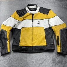 Xpert Motorcycle Racing Padded Leather Vintage Y2K Black Yellow Men’s 46 Jacket