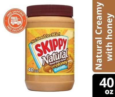 SKIPPY Natural Creamy Peanut Butter with Honey 40oz Jar 6g Protein