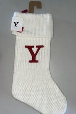 Wondershop Initial Letter Y Monogram Knit Christmas Stocking 18  White- Red New