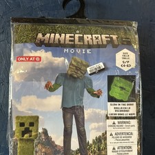 Minecraft Movie ZOMBIE Jumpsuit Costume Size Small With Mask