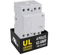 UL Listed 4 Pole 63A Contactor 120V Coil NO IEC 400V Silent AC/DC Control