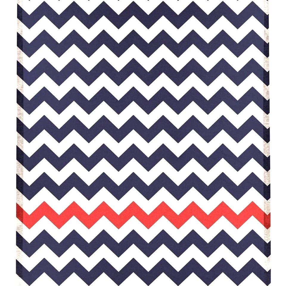 Navy Chevron Stripe Throw Soft Flannel Blanket Made in USA 50x60" NEW - A6367 - Image 2 of 2