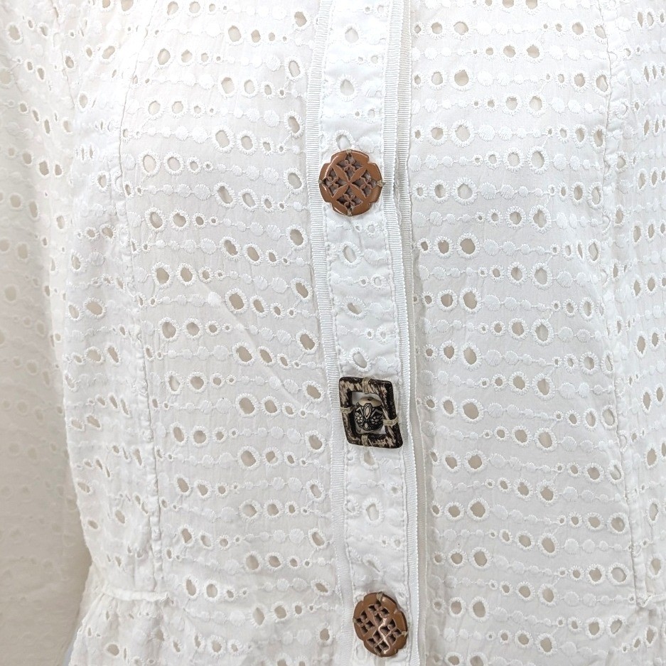 Chico's Eyelet Button-Front Jacket – White Cotton… - image 9