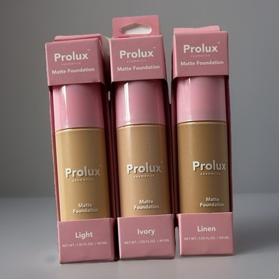 Prolux Matte Foundation Bundle Lot of 3 Light Ivory Linen 1.35 fl oz