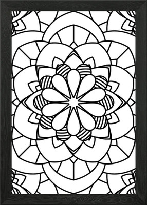 BW Floral Mandala Patt 10 gerahmtes Wandbild Poster Leinwanddruck Bild