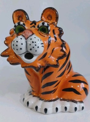 Tiger Teapot Blue Sky Claywork Ceramic Collectible Hand Painted Heather Goldminc