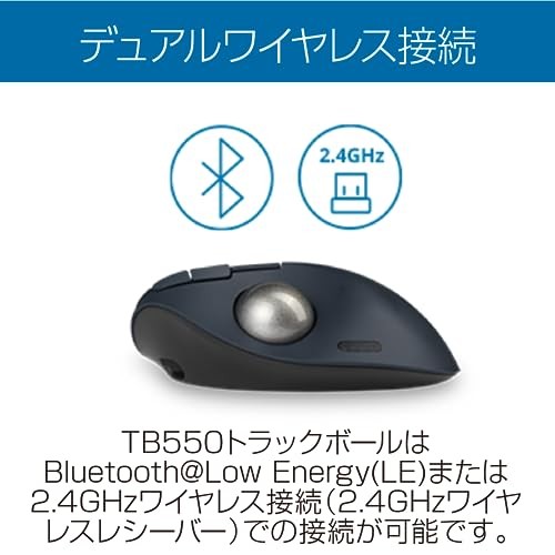 Kensington Pro Fit Ergo TB550 Wireless Trackball Bluetooth@Low Energy K72196JP - Afbeelding 4 van 6