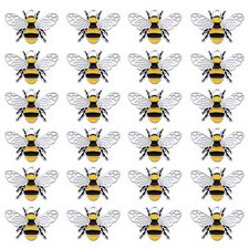 24 Pack Enamel Bee Charms Silver Metal 26x17mm for Jewelry Making Crafts