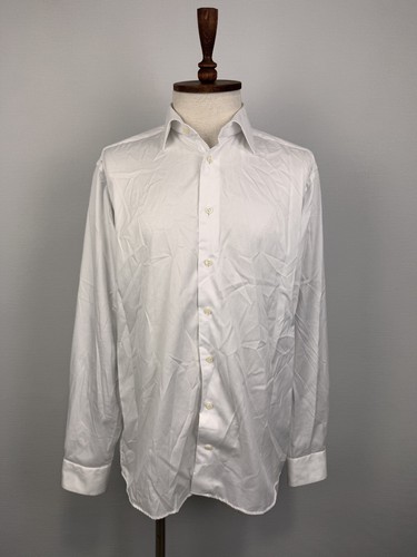 ETON Slim Fit White 100% Cotton Solid Formal Classic Dress Shirt Sz 43