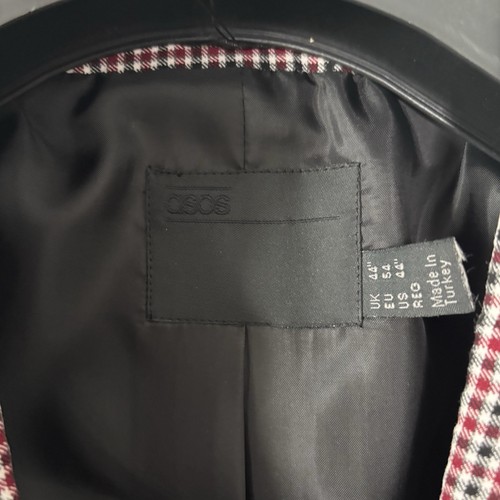ASOS New Skinny Blazer Jacket Men's 44 Reg Black Red White Stretch Sport Coat - Picture 4 of 15