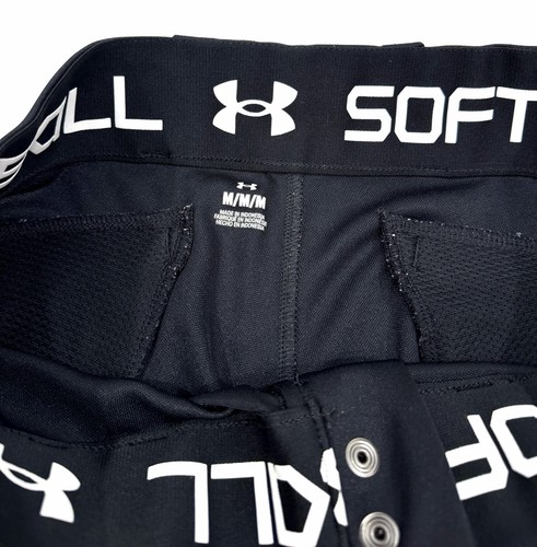 Under Armour Mädchen Softball Baseball Hose Größe Medium schwarz Gummizug unten Druckknopf - Bild 3 von 5