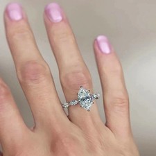 4.00Ct Marquise Cut Lab-Created Diamond Engagement Ring 14K White Gold Plated