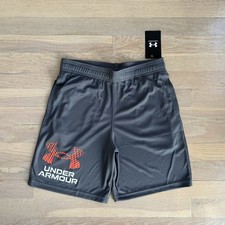 Boys Gray Under Armour Logo Short Size XL NWT