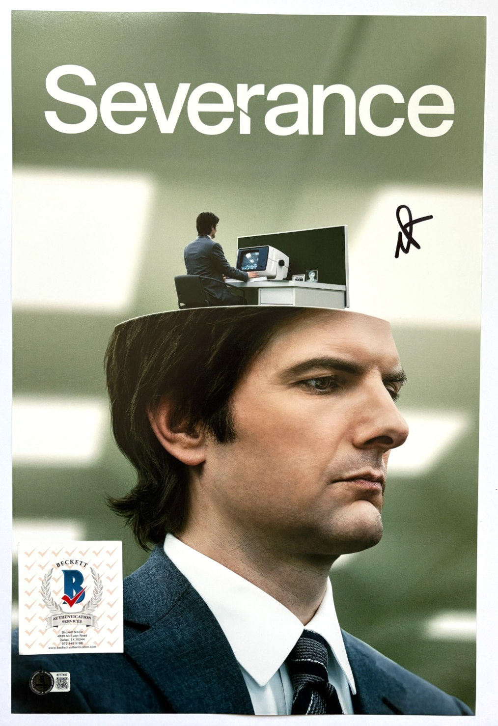 ADAM SCOTT SIGNED SEVERANCE 12X18 TV POSTER PHOTO MARK SCOUT APPLE BAS 