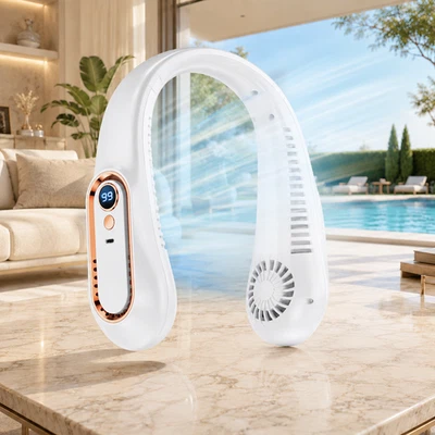 Ventilateur de Cou Portable Rechargeable USB 5 Vitesses Refroidissement 360° - Photo 1/4