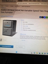 Daikin DC96V Gas Furnace | 96% AFUE | 80k BTU | Down Flow