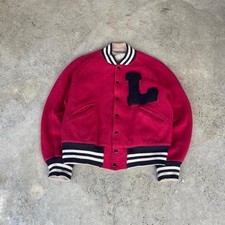 True vintage 1950s Butwin reversible wool Bomber Varsity Jacket XL Red and grey