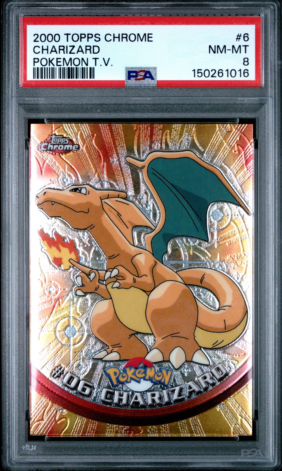 2000 TOPPS CHROME POKEMON T.V. #6 CHARIZARD PSA 8