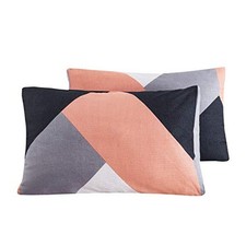 Peach Pink Pillow Cases Queen Size 100 Cotton Grey Pillow Covers Set of 2