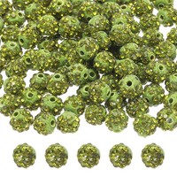 Strass-Perlen Kunststoff, 8 Mm OlivgrüN FüR Die Herstellung Von Schmuck 50 StüCk