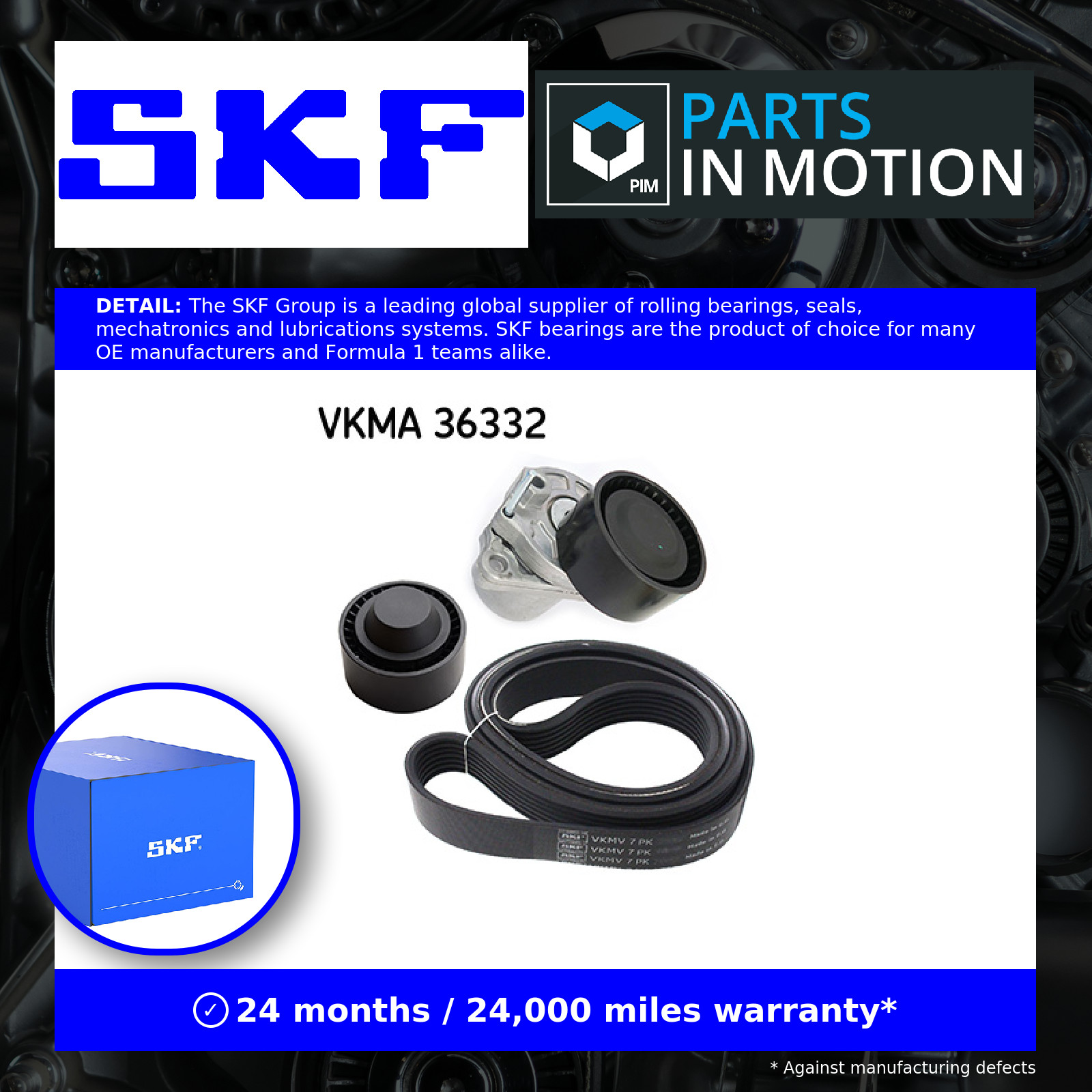 Multi-ribbed V-belt kit VKMA 36332 SKF for RENAULT OPEL FIAT - Image 8