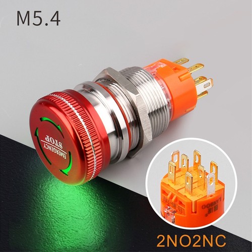 LED Emergency Stop 19/22mm Push Button Switch Stainless Steel Twist to Release - Picture 15 of 21