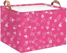 Rectangular Pink Heart Storage Basket,Gift Basket Empty,Heart Print Pink Hearts