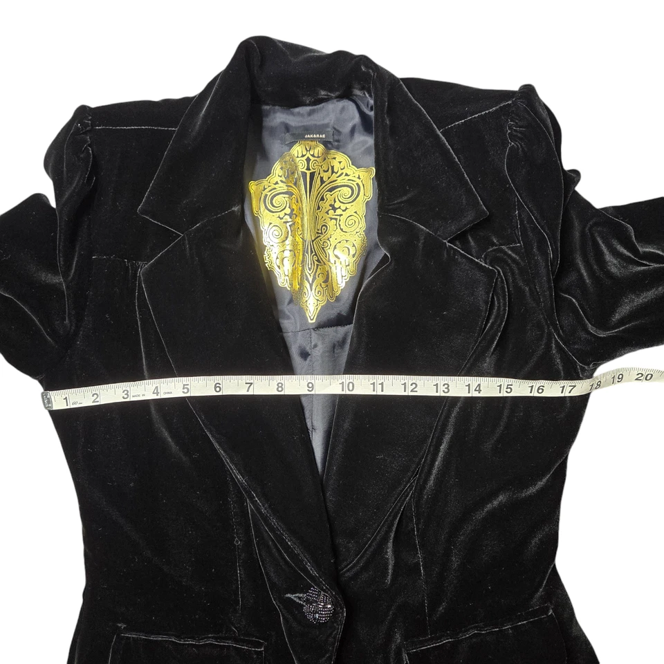 Blazer para mujer Jak & Rae de terciopelo negro con un solo botón talla 12 Foto 2 de 4
