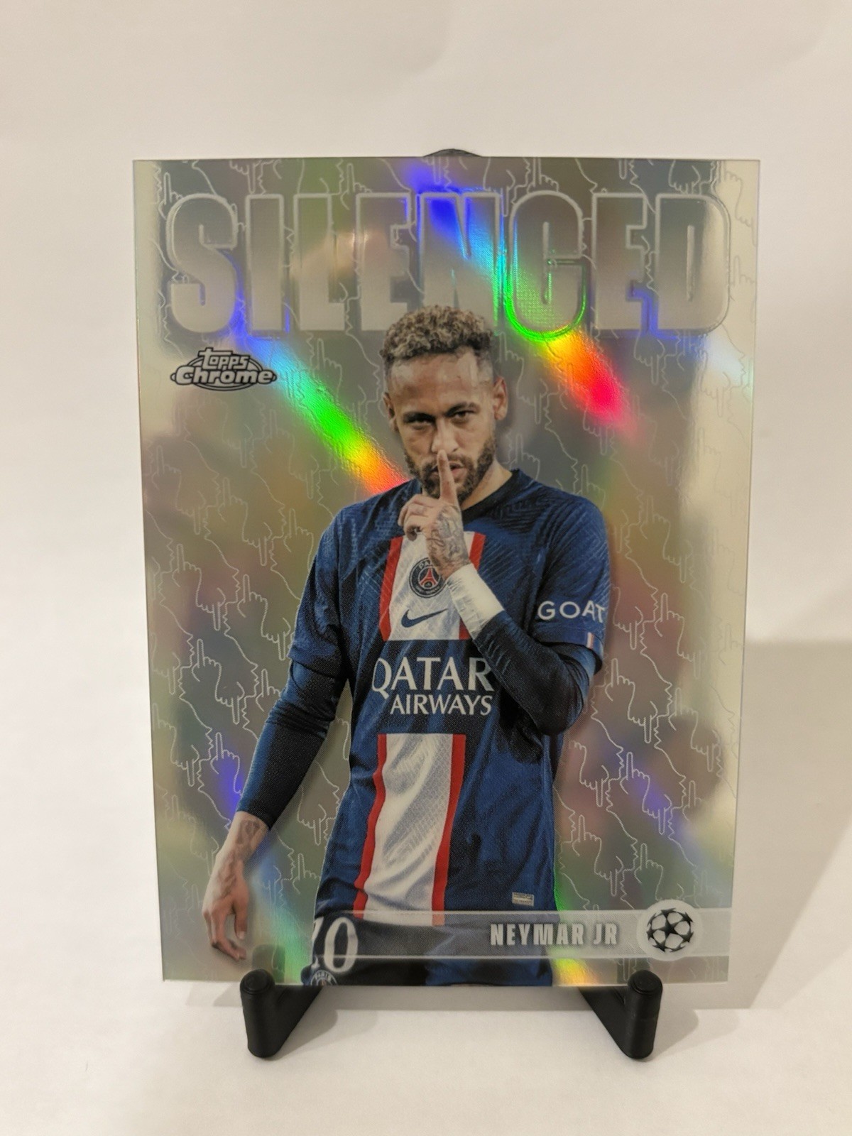 Neymar Jr. 2025-26 Topps Chrome UEFA Club Silenced Refractor Saint-Germain view 2