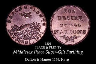 1801 Middlesex Peace Conder Farthing D&H 1166 Rare SP